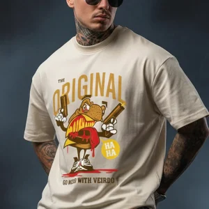 Originals Beige Oversized Graphic Printed T-shirt